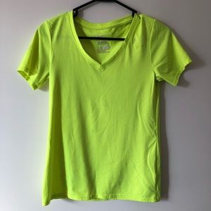 Nike Neon Yellow Dri Fit Tee. Size Small